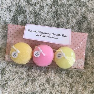 French Macarons Candle Trio - Pink and Yellow NWT Handcrafted